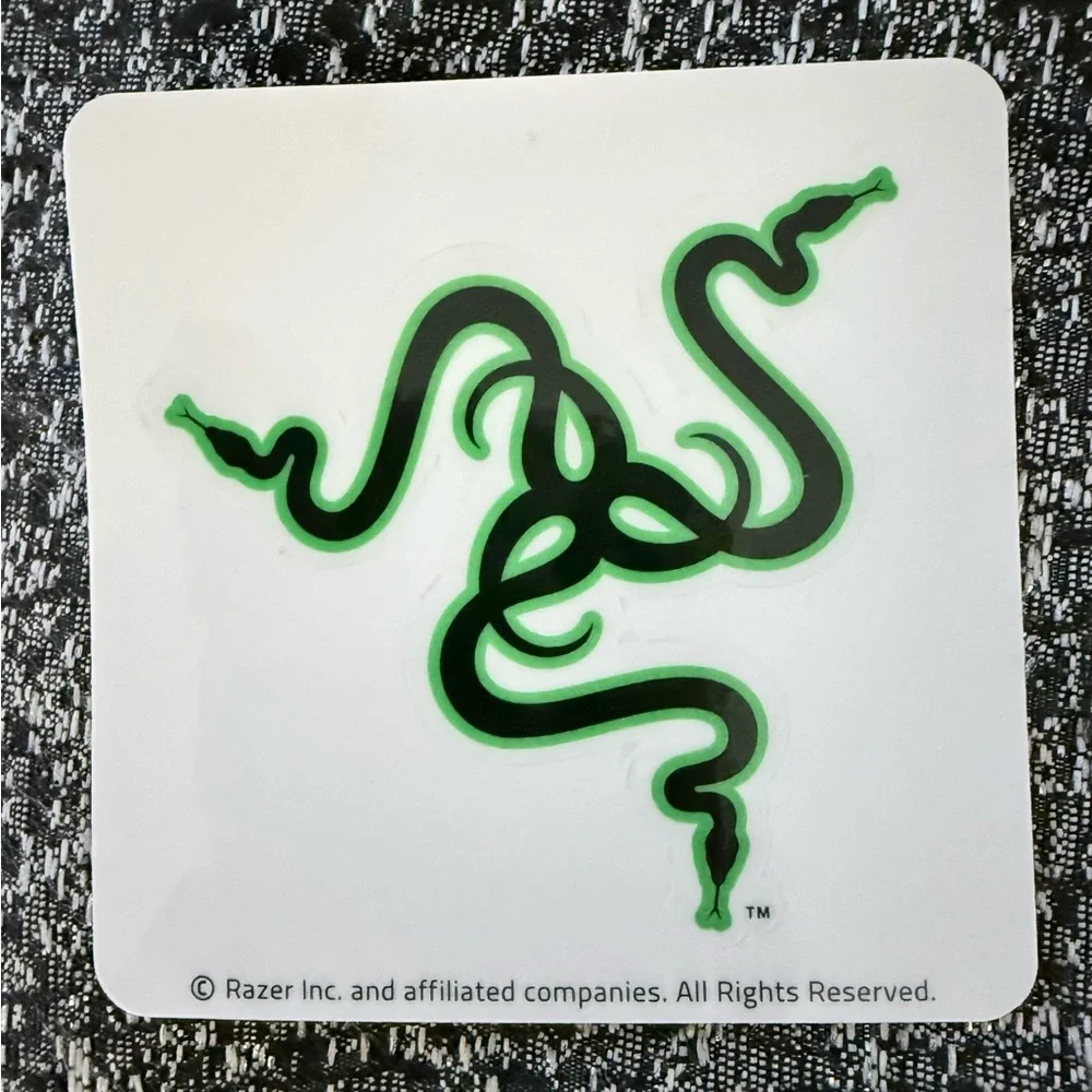 Razer Green Triple-Snake Logo Stickers on White Backing (Pair)